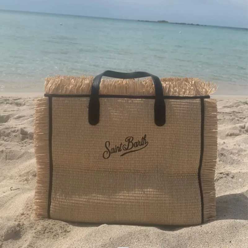 SAINT BARTH New Womens Large Capacity Leisure Travel Straw Mat Handmade Tassel Handbag Tote BagXJ250512