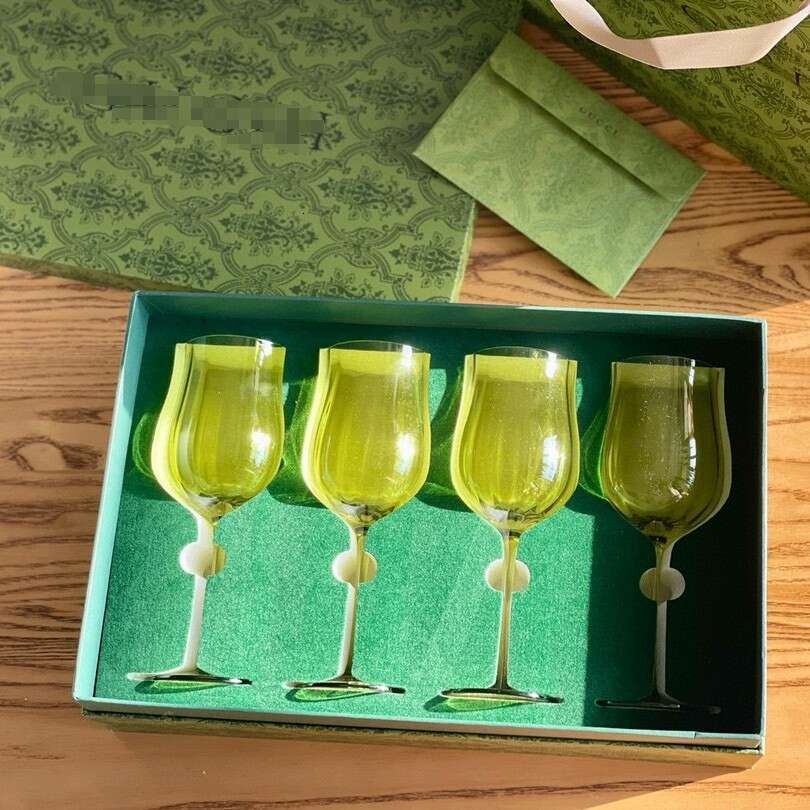 G Family's Flower Blossoming Green Ripple Red Wine Glass High Footed Four Piece Set Cup Home Gift 12315 - view 6