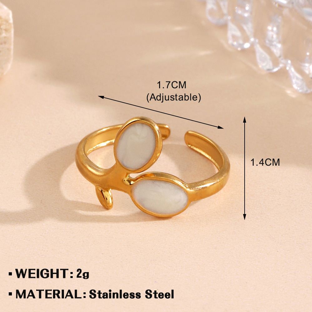 Fashionable stainless diamond opening ring, niche design, versatile, white drip oil titanium steel ring for women