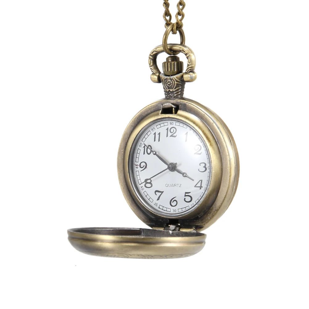 1pc Men Women Pocket Watch Round Groove Case With Chain Pocket Watch Round Groove Exquisite Delicate Accessories 250512