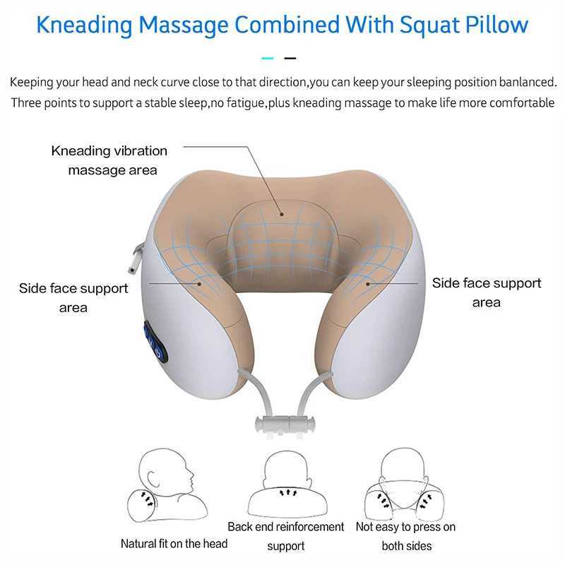 Multifunctional Portable U Shaped Electric Neck Massager Pillow Shoulder Cervical Outdoor Home Car Relaxing MassagerW250512
