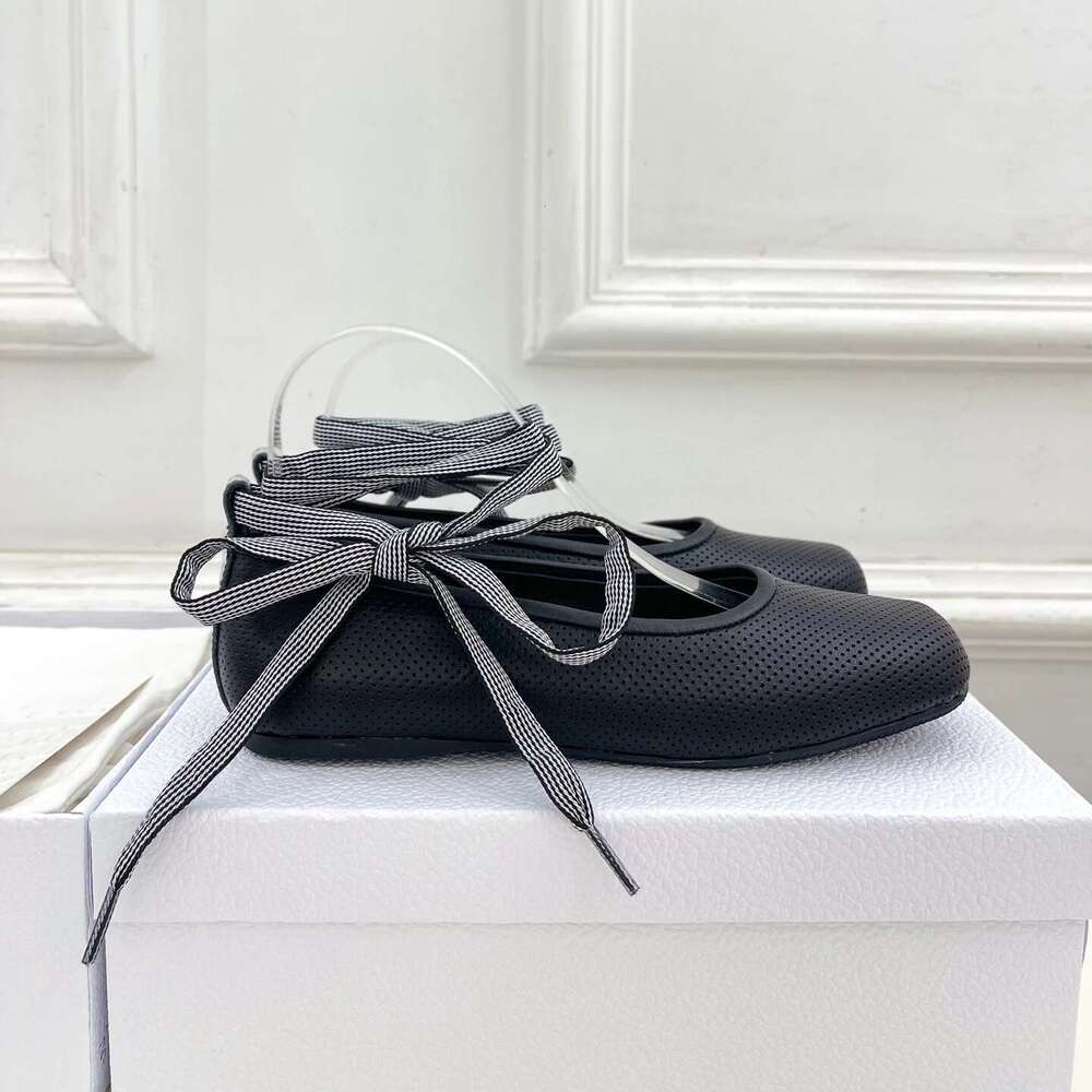 Women Size35-41 Genuine Leather Ballet Flats Ankle Strap Square Toe Solid Colors Roman Designer Shoes Zapatillas De Mujer