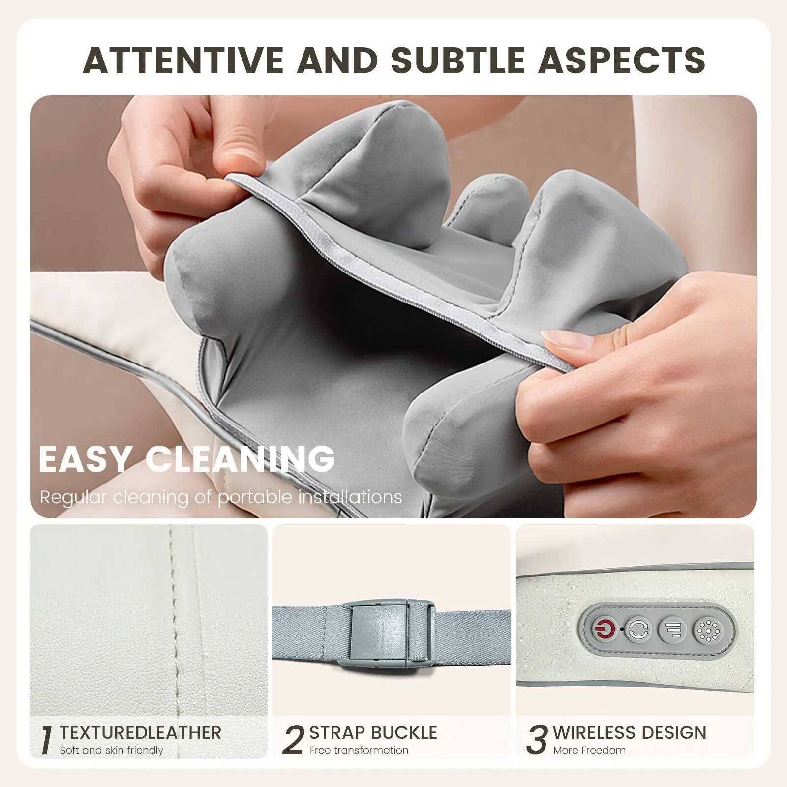 Sejoy Rechargeable Neck Massager with Heat Air Compression Wireless Circulation Massage Electric Shiatsu Neck Shoulder MassagerW250512