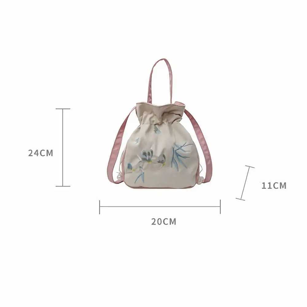 Chinese Style Antique Hanfu Accessories Bag Handmade Lace Embroidered Fabric One-Shoulder Messenger Portable Bucket Z250512