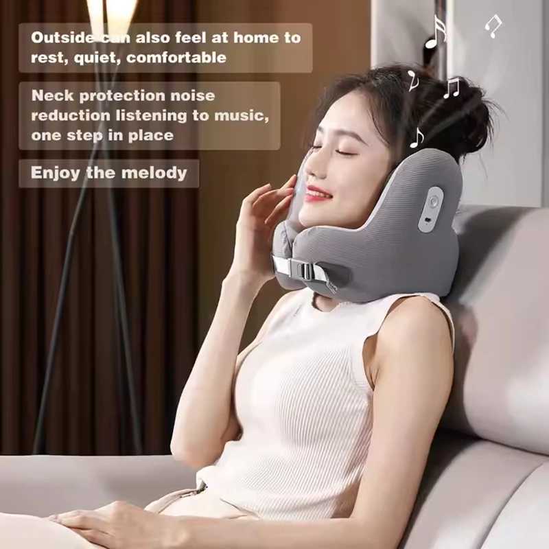 Memory Foam Travel Neck Pillow with Noise Reduction - U-Shaped Bluetooth Music Pillow for Ultimate Comfort on the Go travelW250512