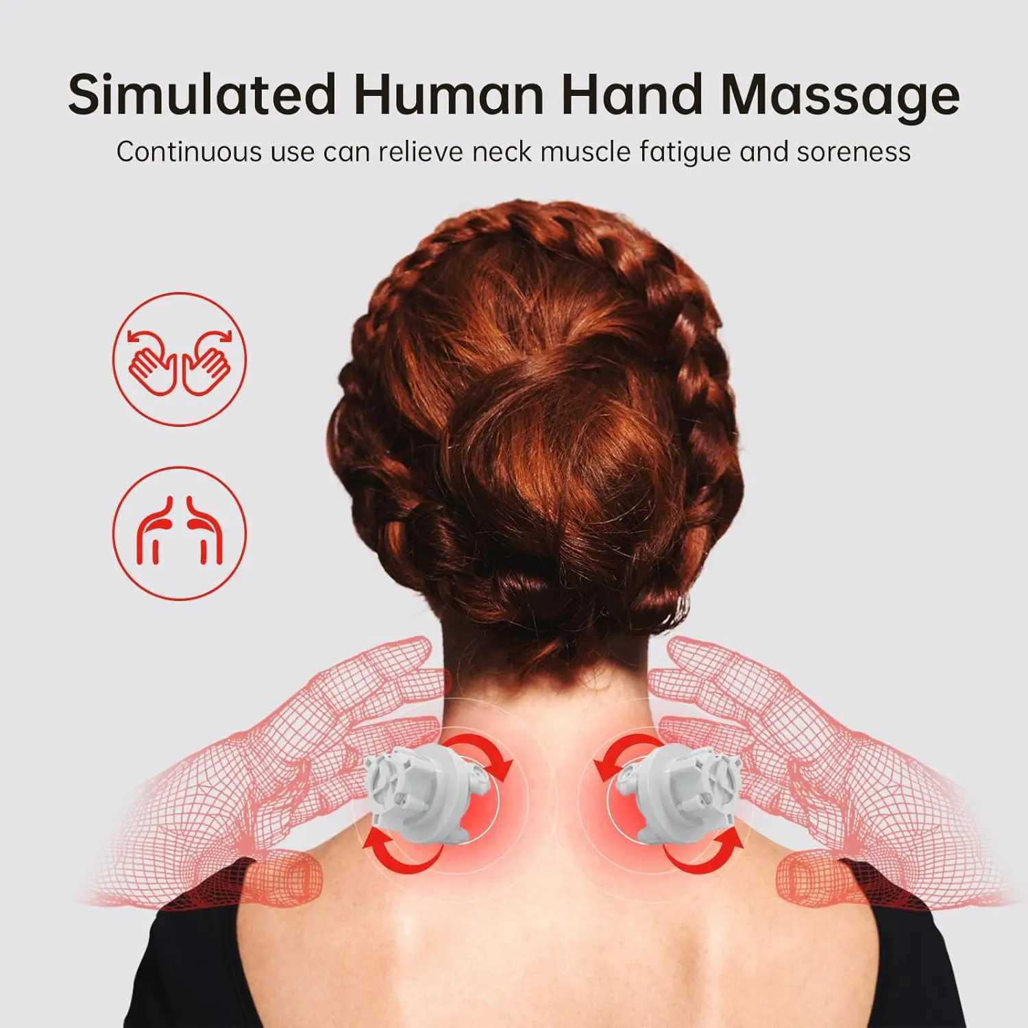 Electric Neck Shoulder Massager Shiatsu Massage Pillow with Heat Hot Compress Cordless Cervical Massager Arm Muscle Pain ReliefW250512