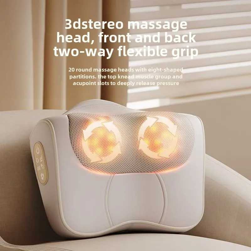 Factory Neck Massage Pillow Cervical Massager Waist Back Shoulder Shiatsu Kneaded Multifunctional Hot Compress Relaxation GiftW250512
