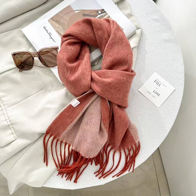 T690 Fashion Wool Scarf Women's High-end Simple Trend Pure Color Dotted Shawl Travel Warm Neck Scarf