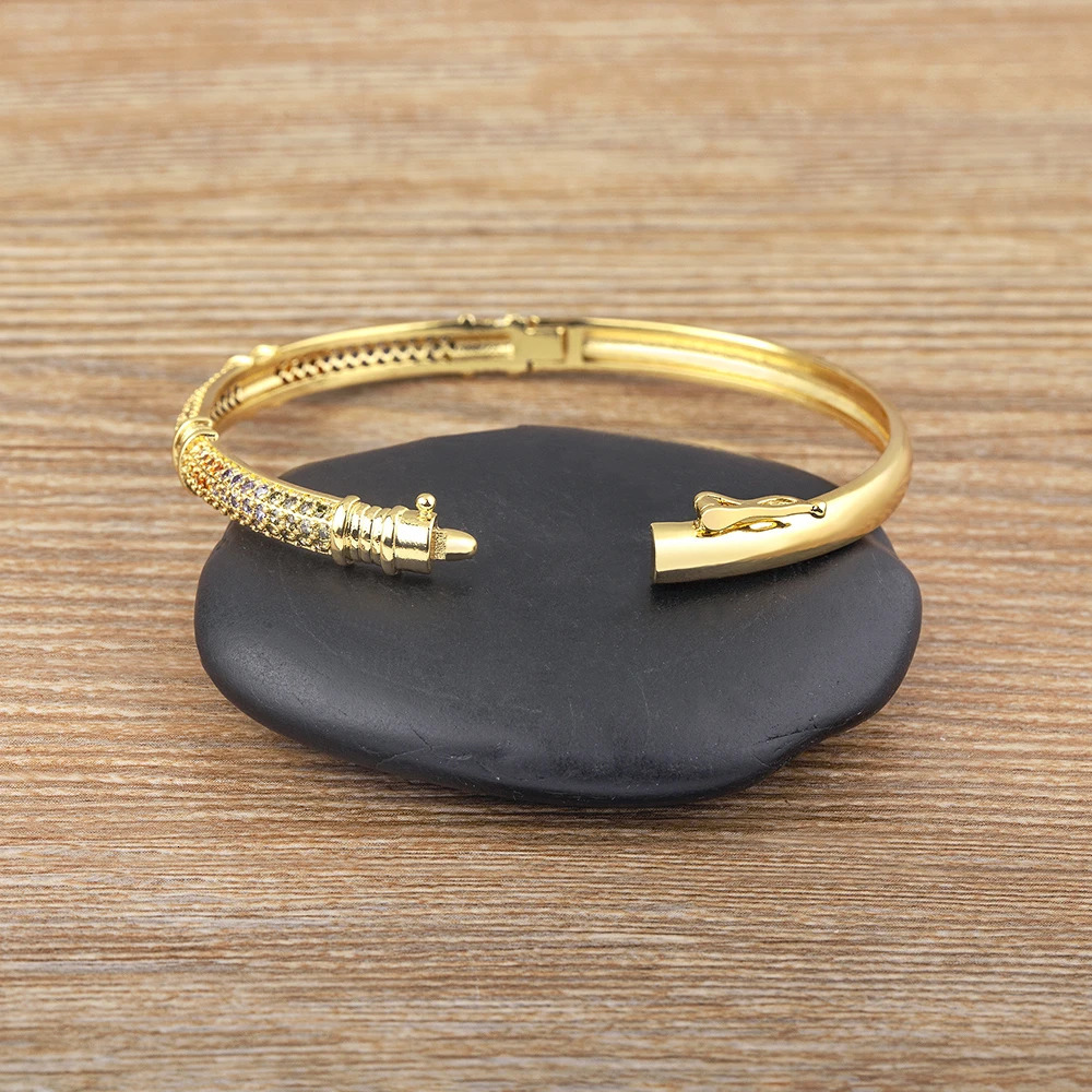 Nidin n Light y Colorful Zircon Bangle For Woman Gold Plated Jewelry Personality Charm Gift Femme 250512