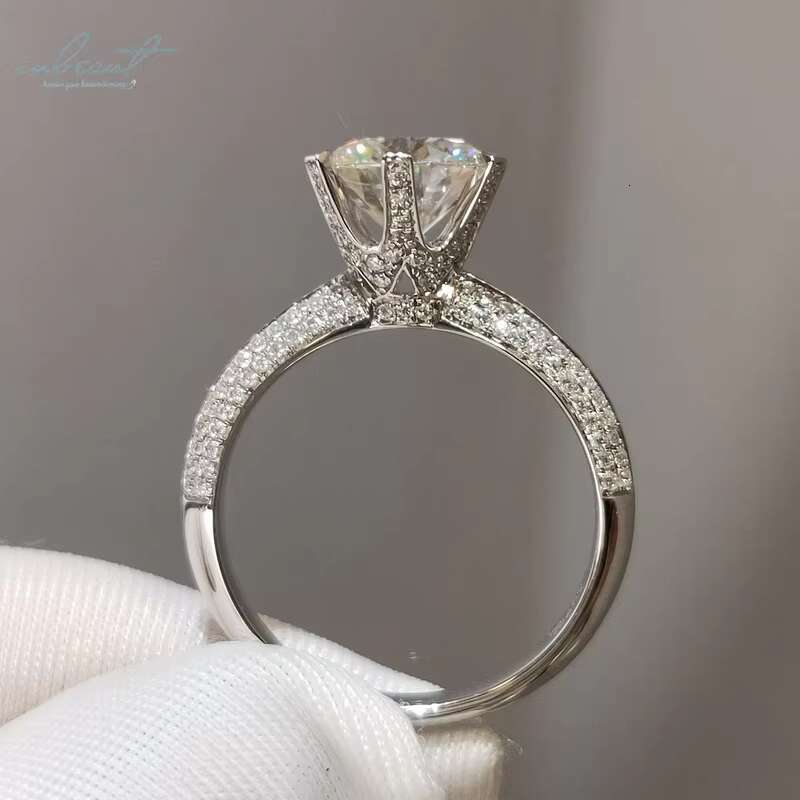 Silver 925 Original Brilliant Cut 1-3 Ct Diamond Test Past D Color Moissanite Half of Country Ring for Women Fine Jewelry