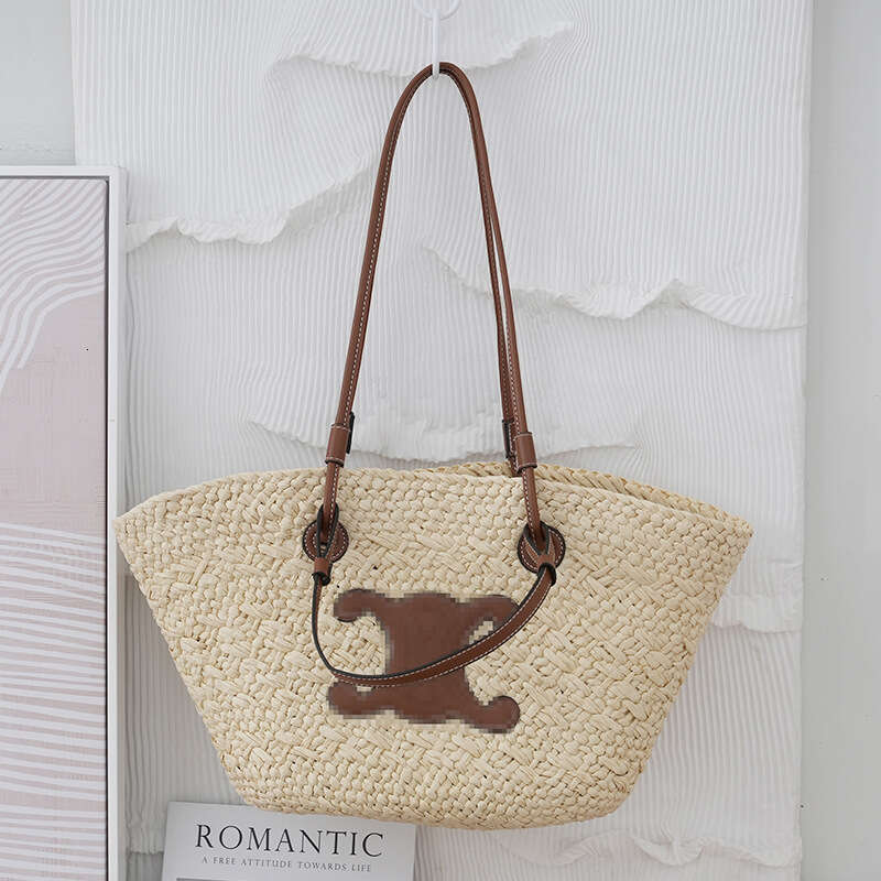 Summer woven large capacity versatile commuting tote women's vacation beach bag, single shoulder vegetable basket bag