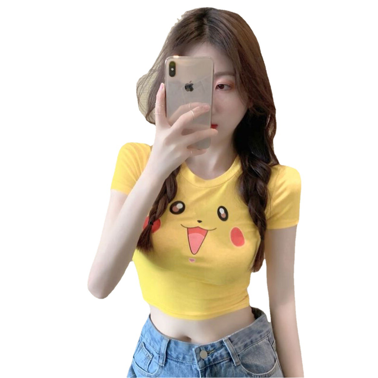 Women's T Shirts Summer Crop Top Slim Fit Shirt Tight T-shirt Fashion Sexy Cute Emoticon Cartoon Tops Print Women Clothing