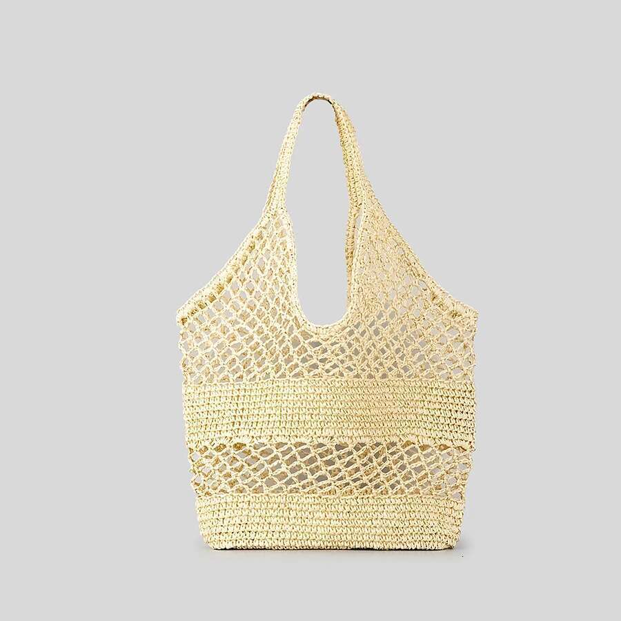 Casual Hollow Straw Women Shoulder Bags Paper Woven Lady Handbags Handmade Summer Beach Large Tote Bag Big Shopper Purses