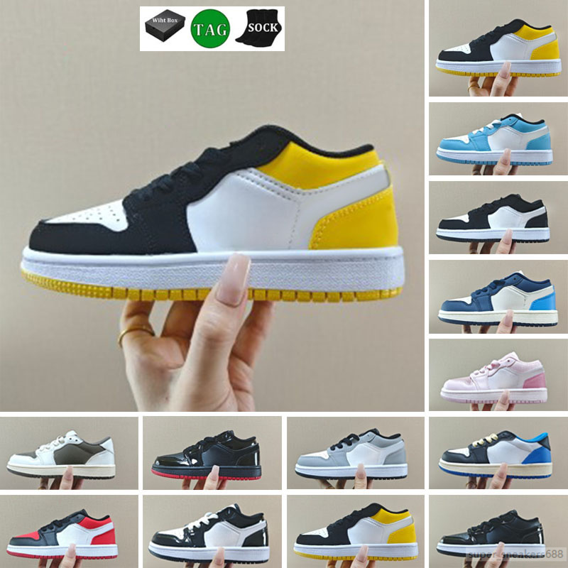 Boys Jump 1s low basketball Kids shoes high shoe baby Children youth kid toddler infants sneaker designer blue black trainers toddlers big boy
