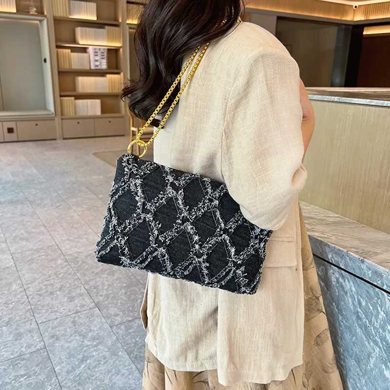 Denim Chain Shoulder Bag For Women Korean Fashion Tassel Crossbody Bags 2024 New Retro High-quality Handbags And Purses FemaleW250512