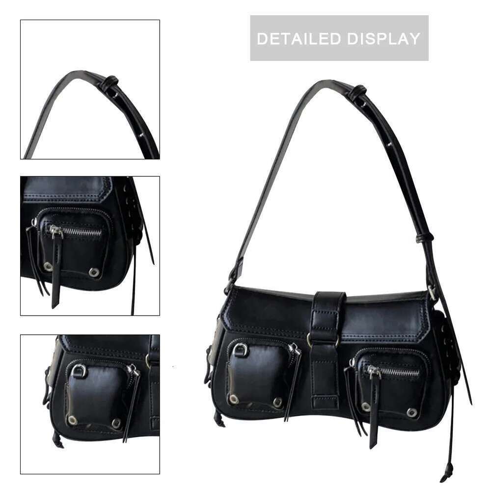 Y2k Korean Women Haruku Vintage Gothic Black Handbag Aesthetic Elegant Punk Wallet Purse Handbags Shoulder PU Trend Tote Bags