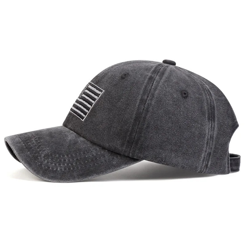 Washed vintage letter baseball cap versatile for men and women embroidered duckbill cap with American flag 250512
