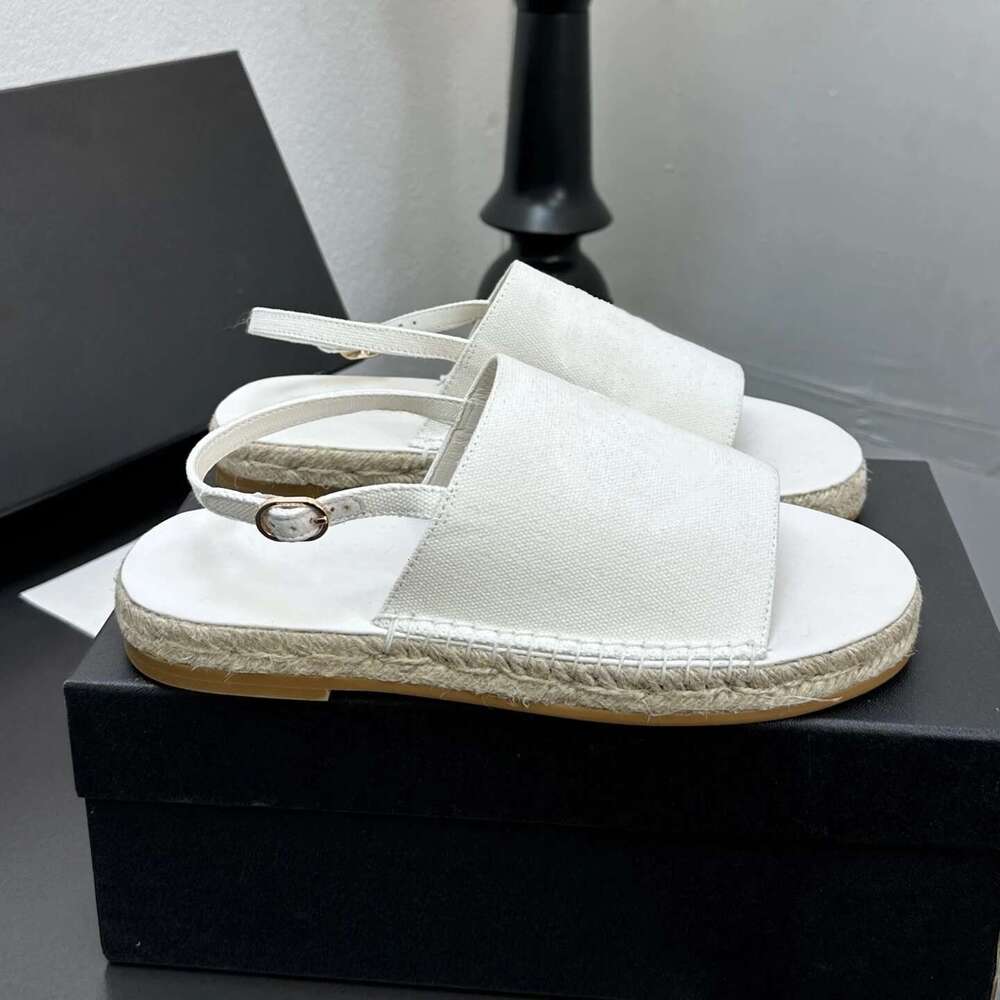 New Women Beach Sandals Low Heels Canvas Flat Platform Espadrilles Summer Buckle Strap Designer Shoes Zapatillas De Mujer