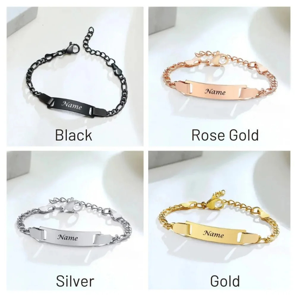 Custom Baby Name Bracelet Stainless Steel Nameplate Child ID Jewelry Personalized 250512