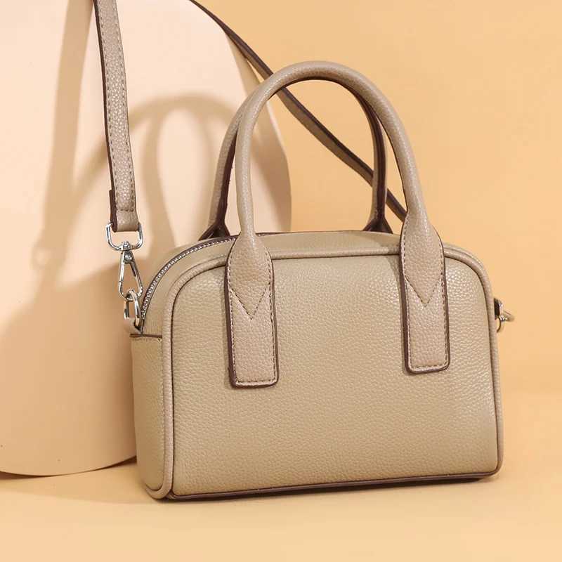 Leather Boston Pillow Bag Womens 2025 New Soft Cowhide Premium Commuter Casual Handheld Messenger BagW250512