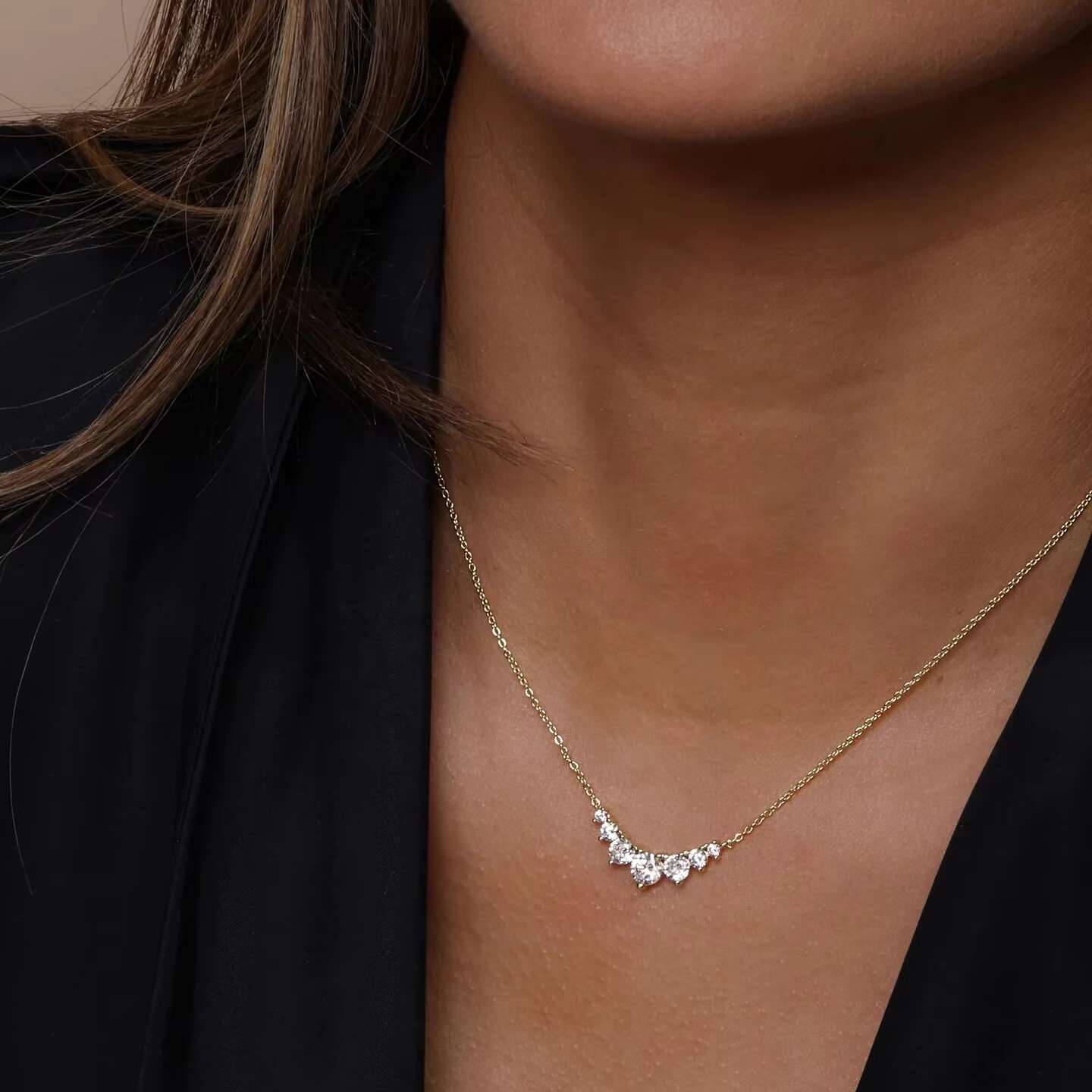 LOZRUNVE pure sier high-quality exquisite curve pendant necklace women's accessories