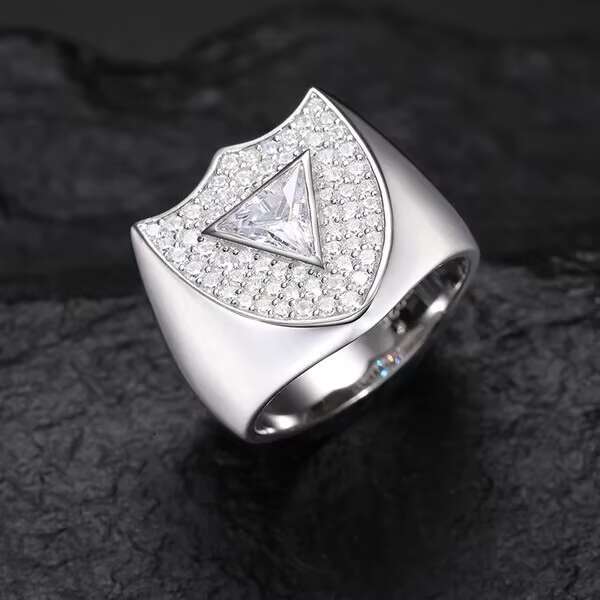 Real 925 Silver Classic Ring Iced Out Custom Moissanite Diamond Rings For Men Real Gold Plated Hip Hop Charm Jewelry Gifts