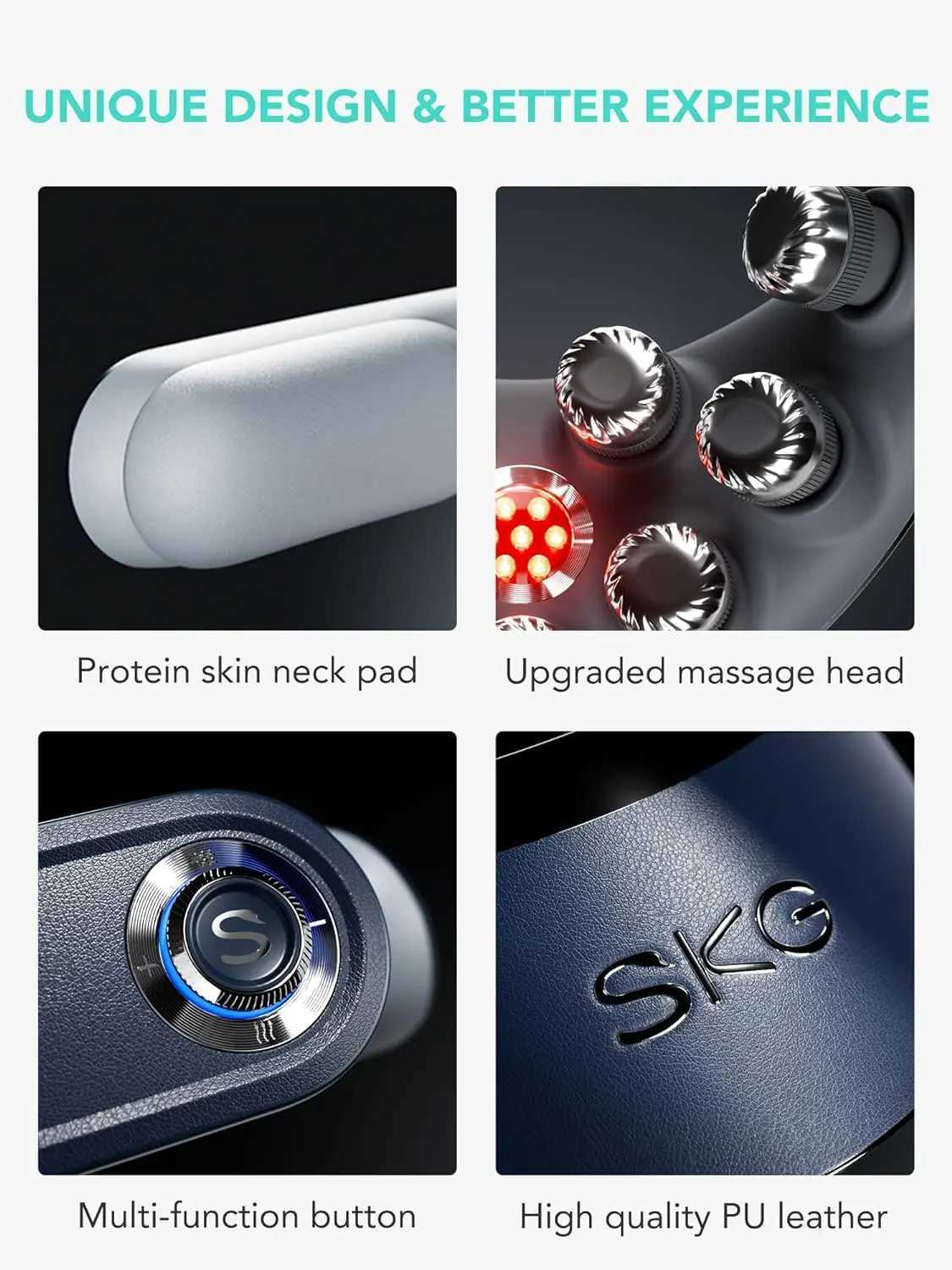 SKG Foldable Neck Massager with Heat Cordless Deep Tissue Vibration Massager for Pain Relief Portable 9D Electric Shiatsu NeckW250512