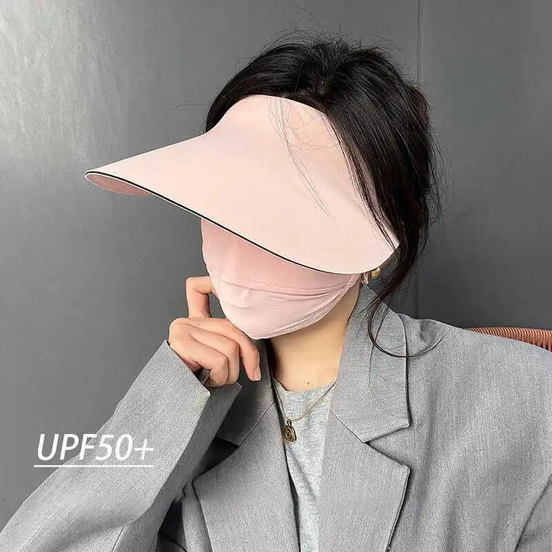Unmarked integrated sunscreen hat for women UV resistant foldable empty top summer shading lightweight outdoor sun 250512