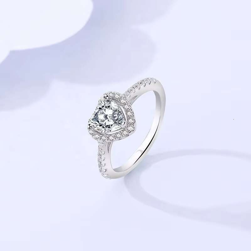 Custom Luxury Womens Wedding Ring New 925 Sterling Silver with DEF Moissanite Heart Fine Jewelry