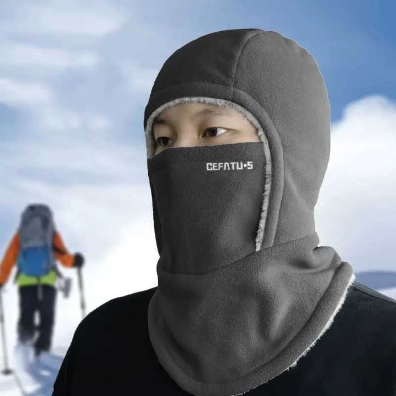 Fleece Balaclava Cycling Cap Cold-proof Windproof Warm Hood and Hat Thicken Thermal Ski Windproof Cap Women MenW250512