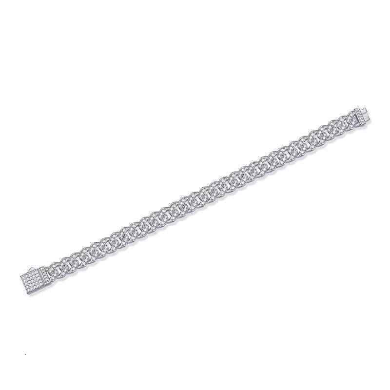 Cuban Hip Hop Genuine Moissanite Bracelet 18K Gold Plated Silver Elegant Bangles