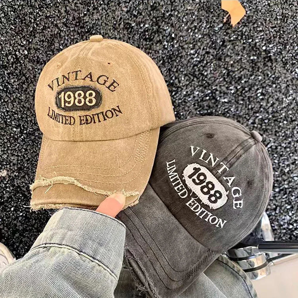 1pc Retro Soft Distressed Sun Hat With Holes Embroidered Letters Baseball Versatile Duck Tongue For Female Couples 250512