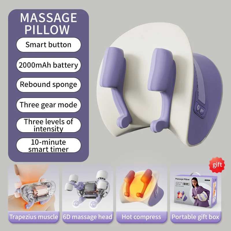 Trapezius Massage Pillow Wireless Electric Car Home Massager Heating Waist Neck Leg Cervical Shiatsu KneadingW250512