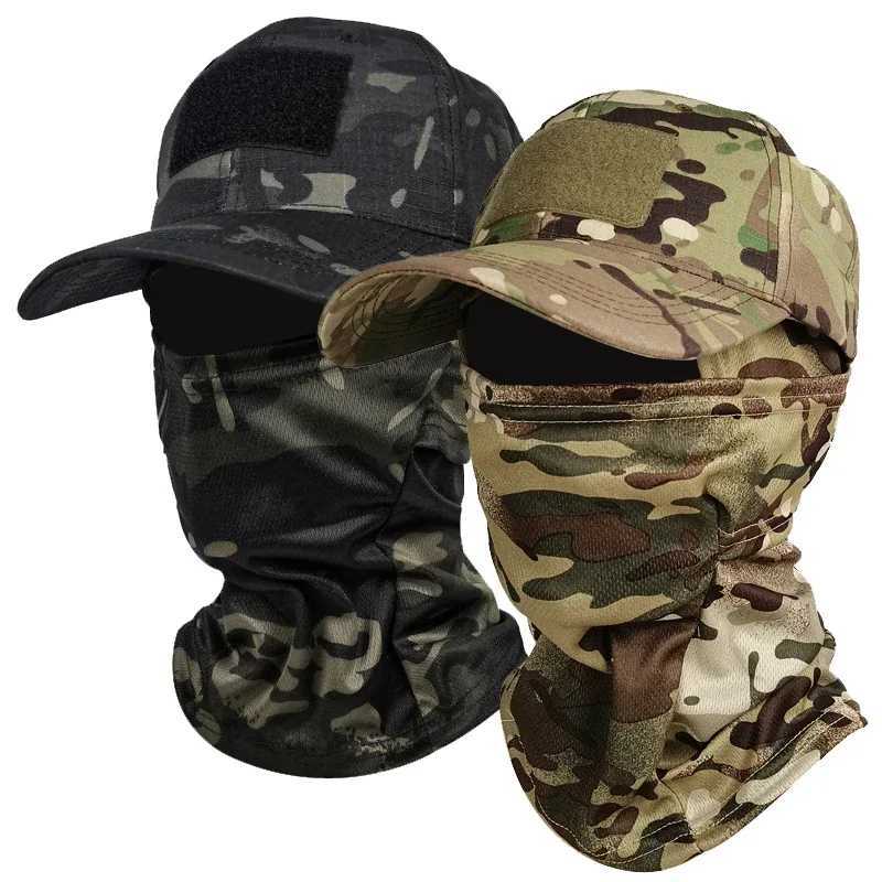 Camo Face Mask Bandana Balaclava Hood Headwear with Hat Baseball Cap for Men Women Tactical Training Cycling SkiW250512