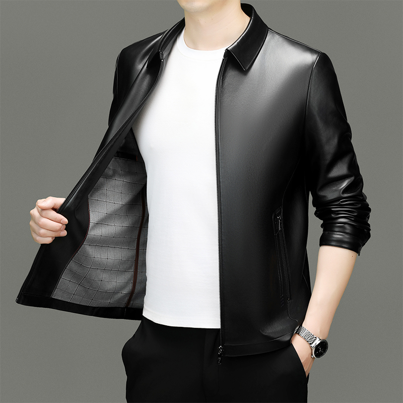 Waterproof Mens Leather Jacket - Durable & Low-Maintenance with a Modern Fit 8568