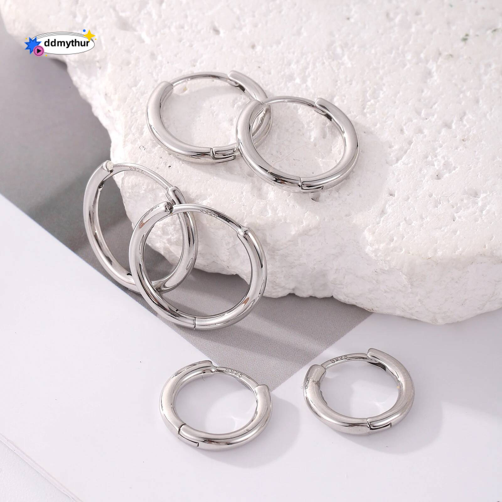 Sterling Sier Needles Glossy Small Hoops Hypoallergenic Fashion Earrings Daily Wear 8/10/12mm Popular Accessories ddmythur
