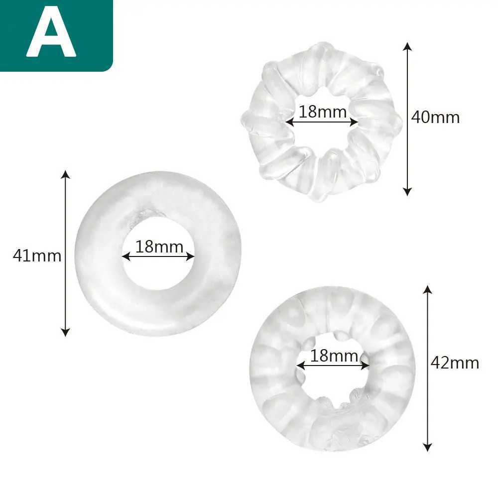 WAKEWAY 3 Pcs/Set Cock Penis Ring Bead Penis Ring Male Delay Ejaculation Lasting Silicone Erection Ring Sex Toys for Men Adults W250512