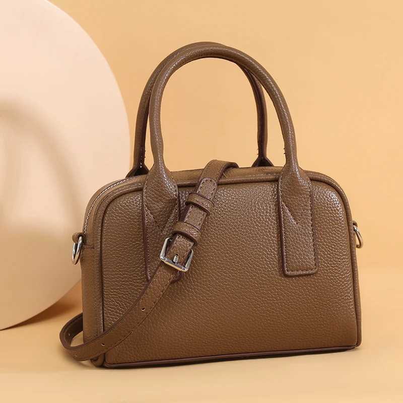 Leather Boston Pillow Bag Womens 2025 New Soft Cowhide Premium Commuter Casual Handheld Messenger BagW250512