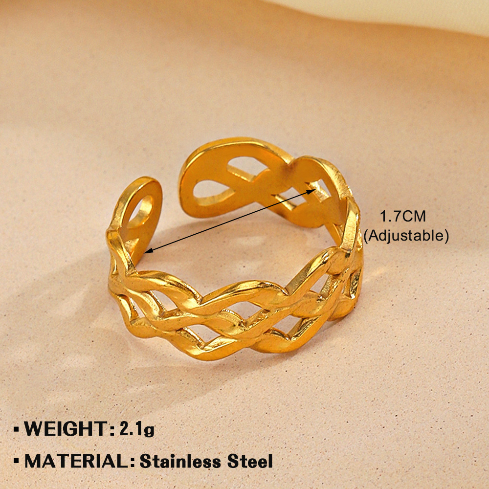 Popular and fashionable geometric open with female personality, wide face heart-shaped titanium steel ring