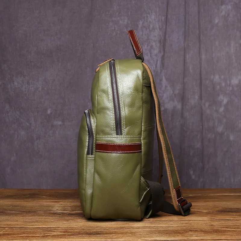 Genuine Leather Backpack For Men Casual College Style Book Cover Layered Cowhide Simple And Fashionable 15 inch Laptop Bag Z250512-1