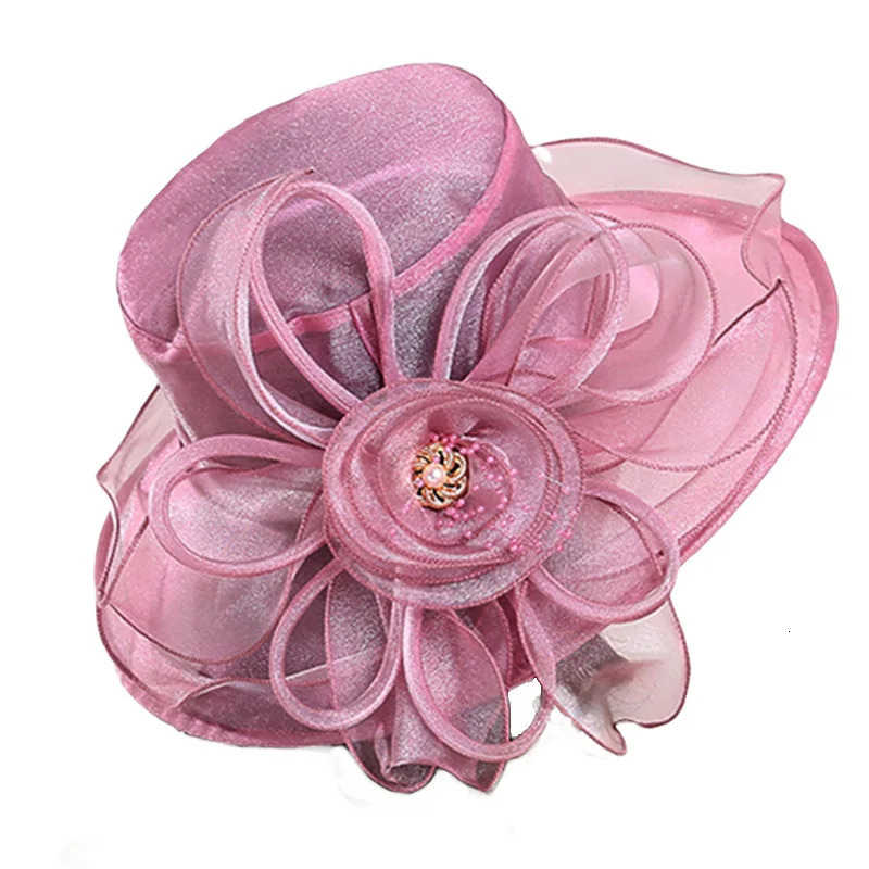 1Pc Women Organza Mesh Hat Ruffles Wide Brim Summer Bridal Sun French Europe And America Exquisite Party Cap Beach 250512