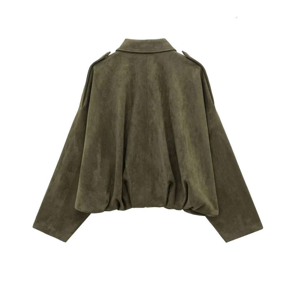 UNIZERA Suede Texture Effect Pilot Jacket With Collar Zipper Decoration Spring New Casual Women's Clothing