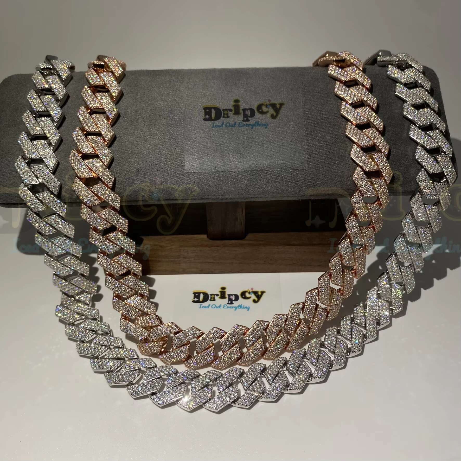 Fashion Customization Moissanite Vvs1 d Color Cuban Link Chains Real Iced Necklace Hip Hop Pass Test