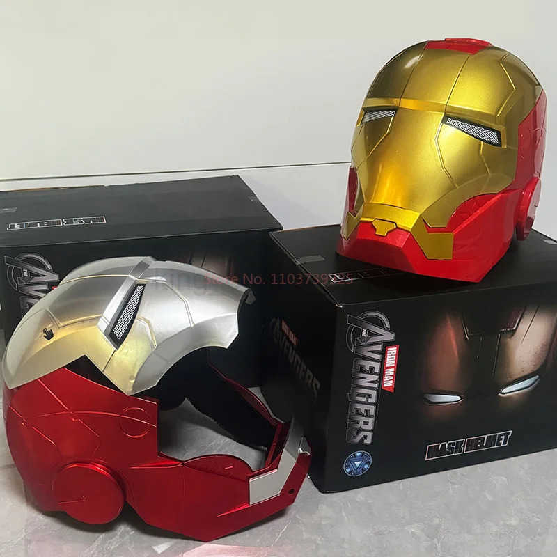 Disney Iron Man Helmet Mk5 Electric Voice Control Helmet 1/1 Cosplay Led Eyes Metal Mask Model Toy For Children Adults Gifts Christmas W250517