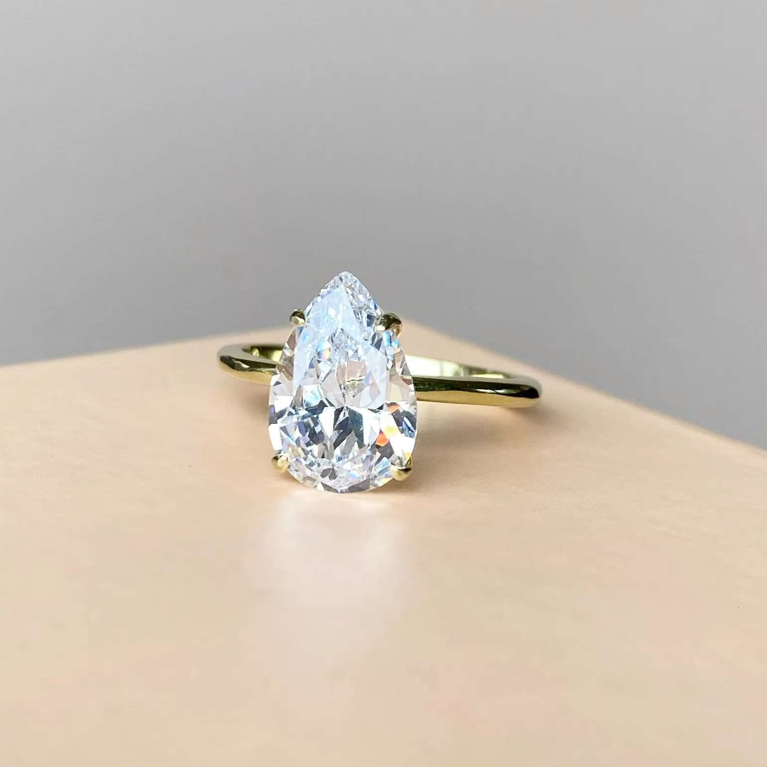 925 Sterling Silver VVS1 Moissanite Engagement Ring 3 Ct Pear Cut Gra Moissanite Diamond Ring Women