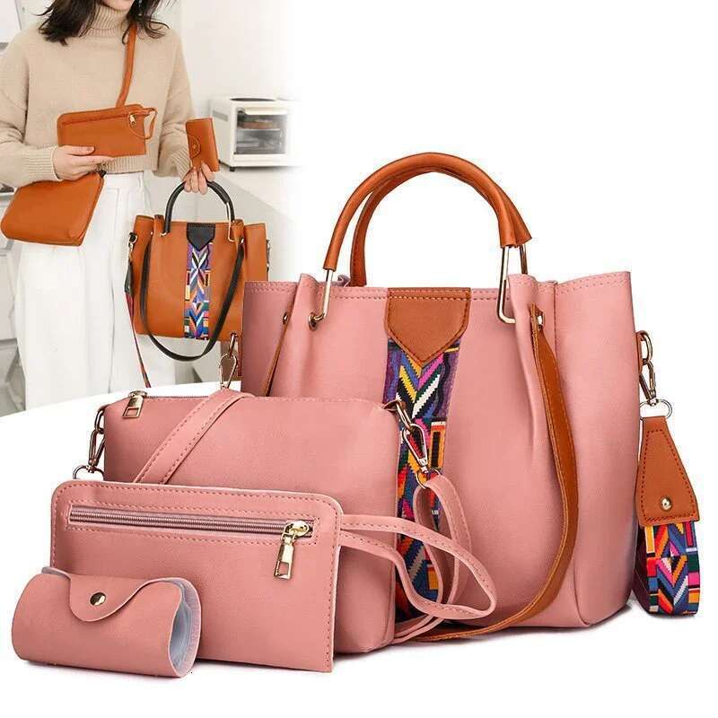4 Pcs Handbag Large Capacity Tote Women's Bag Fashion Shoulder Bag,Wallet,Card Case