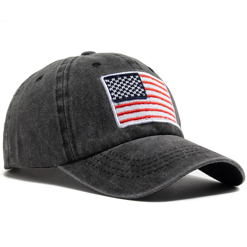 USA Flag Mens Baseball Cap Retro Embroidery Washed Cotton Dad Hats Fashion Women Hip Hop Caps Summer Outdoor Sun Visor Hat 250512