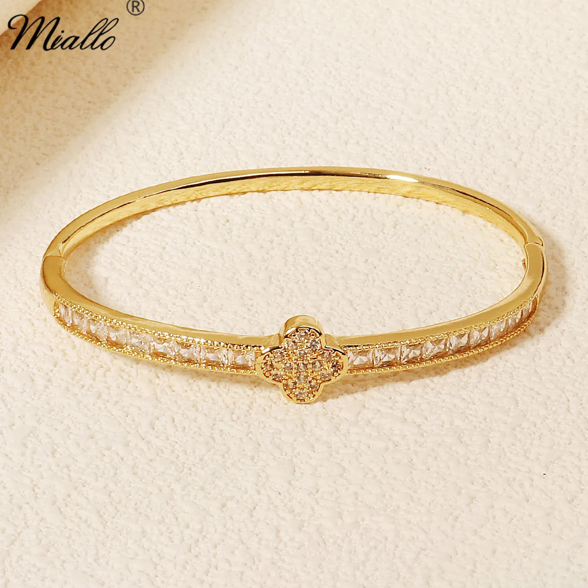 Mialloy Zircon Four Leaf Clover Bracelets for Women Lady Rhinestone Birthday Party Jewelry Accessories Gift 250512