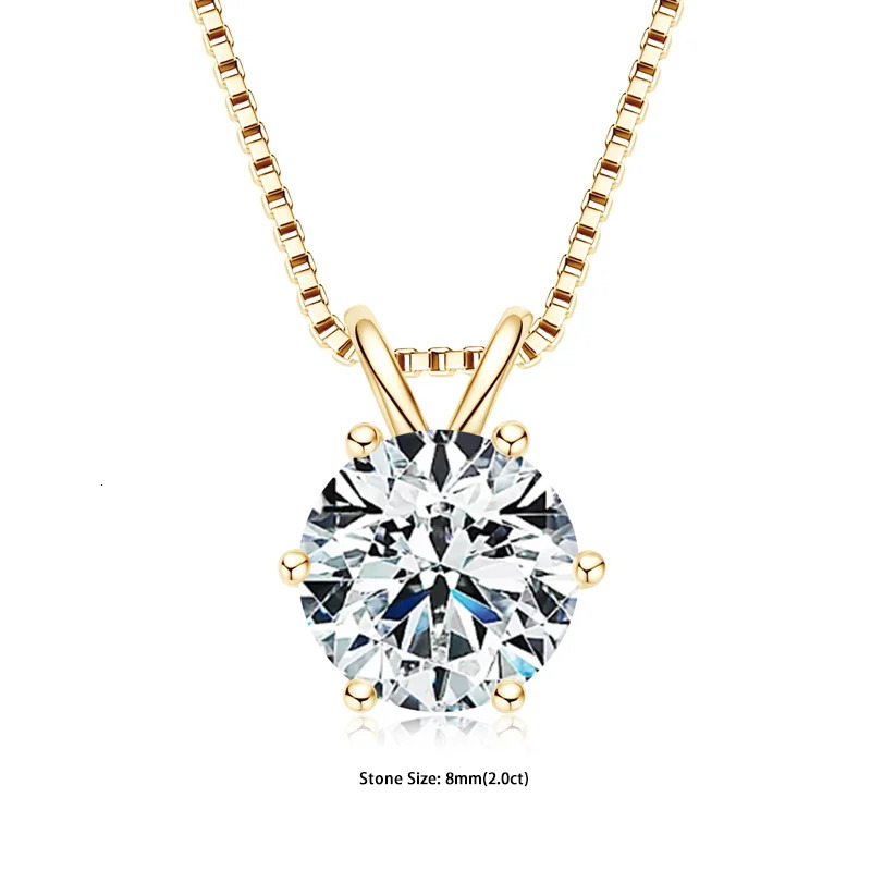 RAPRGOLD GRA Certified 0.5-5ct Pendant Necklaces 925 Sterling Silver Solitaire Necklace Chain For Women Jewellry Gift 250512