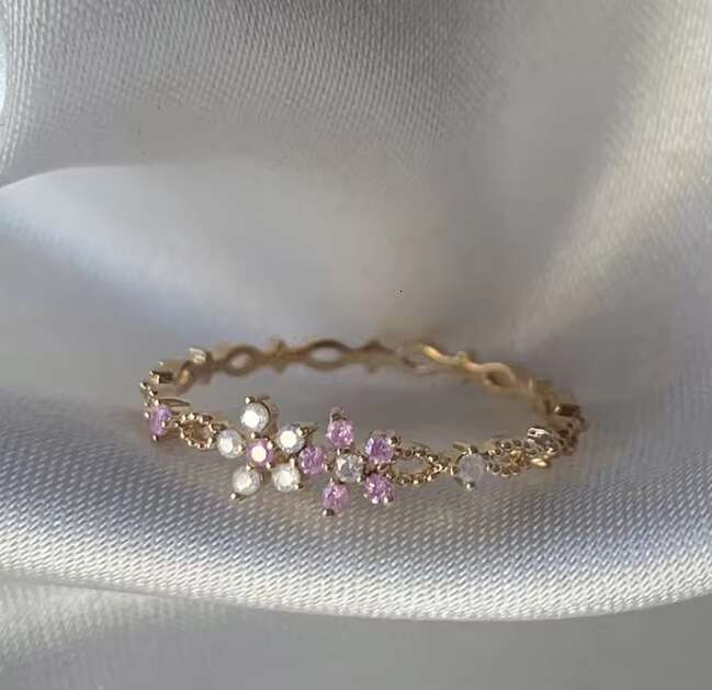 Zirconia Open Adjustable Sweet Cute Flower Heart Butterfly Girl Stacking Brass Ring